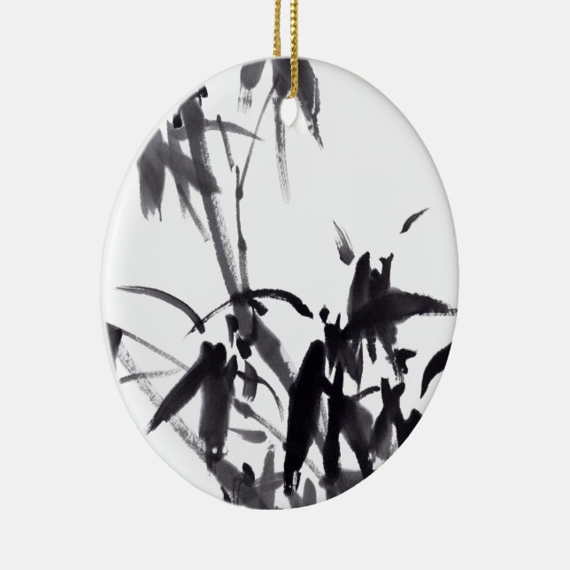 Chinesische Kunst mit Bambusmalerei Julgransprydnad Keramik (Höger)