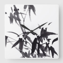 Chinesische Kunst mit Bambusmotiv Fyrkantig Klocka