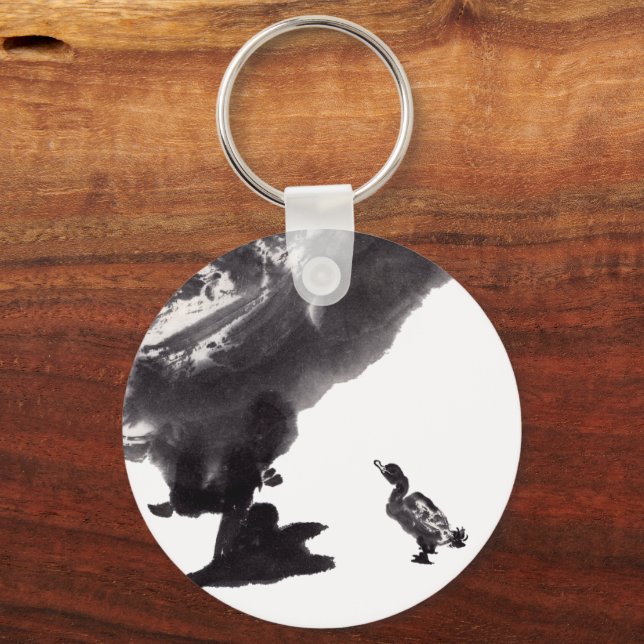 Chinesische Tuschekunst mit Entenmotiv Nyckelring (Framsida)