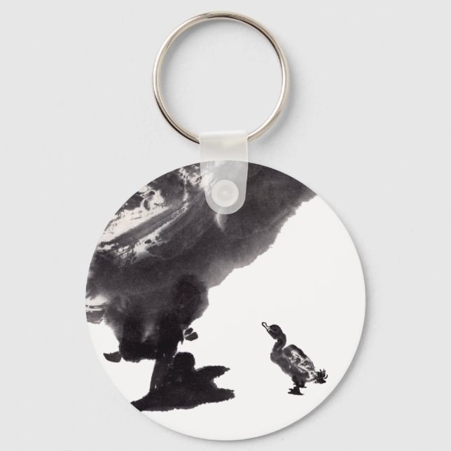 Chinesische Tuschekunst mit Entenmotiv Nyckelring (Framsida)