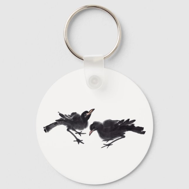 Chinesische Tuschekunst mit Vogelmotiv Nyckelring (Framsida)