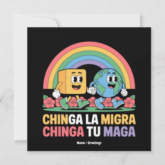 Chinga La Migra Chinga Tu Maga Funny Rainbow Inbjudningar (Framsida)