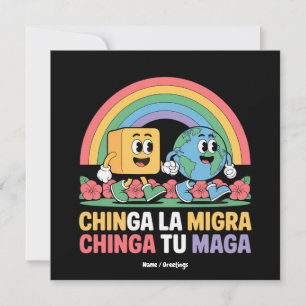 Chinga La Migra Chinga Tu Maga Funny Rainbow Inbjudningar