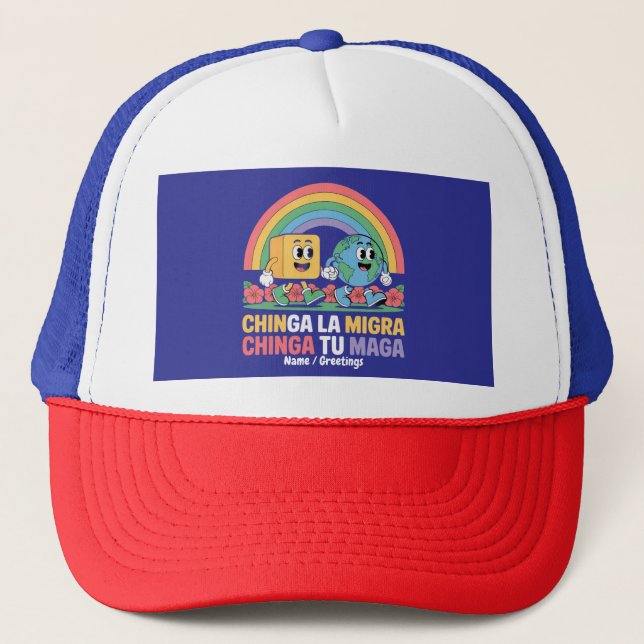 Chinga La Migra Chinga Tu Maga Funny Rainbow Keps (Framsida)