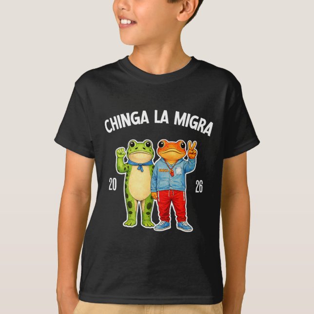 Chinga la migra funny frog protest graphic  t shirt (Framsida)