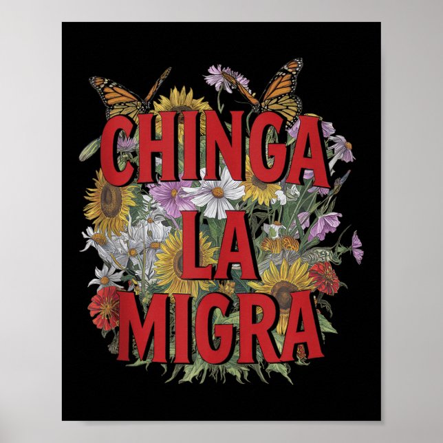 Chinga La Migra Män Kvinnor 8645 Avskaffa Is Retro Poster (Framsidan)