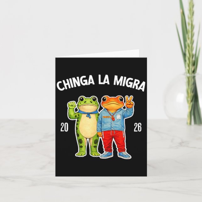 Chinga la migra rolig groda protestgrafik  kort (Framsida)