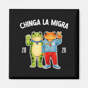Chinga la migra rolig groda protestgrafik magnet
