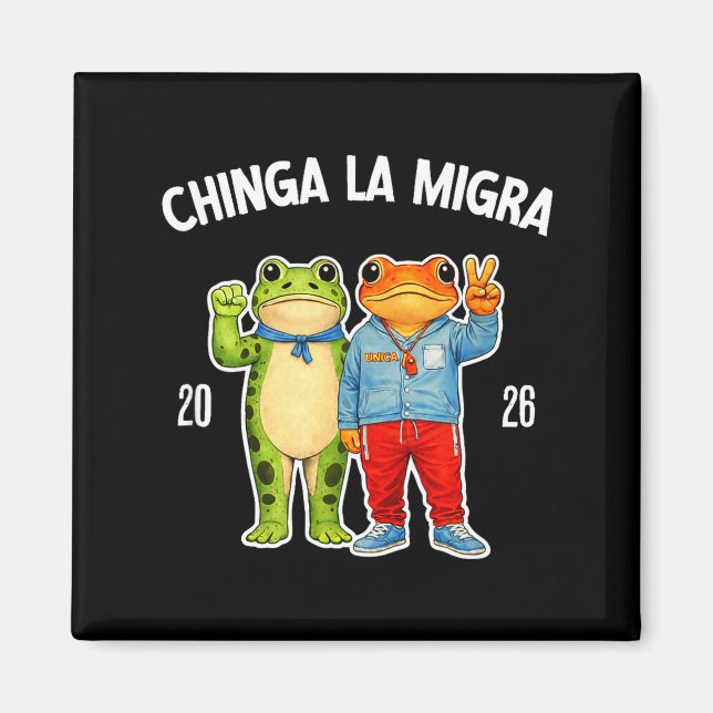 Chinga la migra rolig groda protestgrafik  magnet (Framsidan)