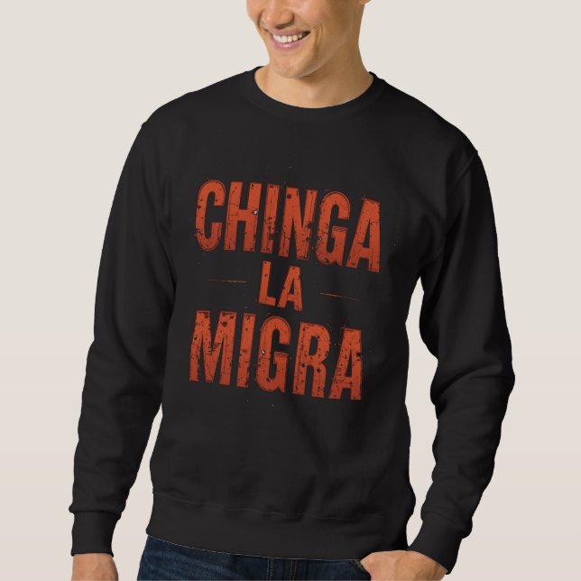Chinga La Migra Shirt - Protest & Activism med fet Lång Ärmad Tröja (Framsida)