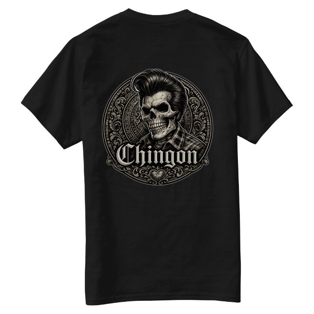 Chingon Rockabilly Skalle Bakre hit T Shirt (Chingon Rockabilly Skull Back hit T-Shirt)