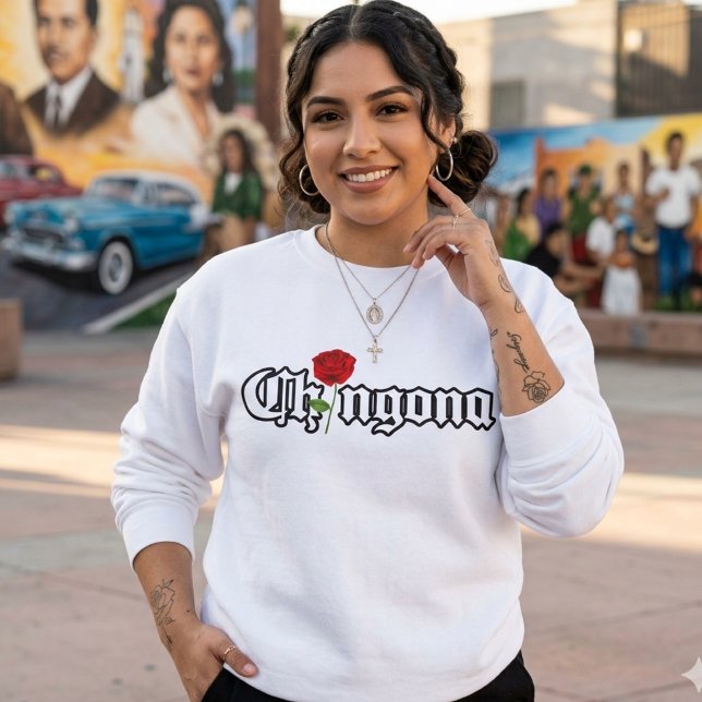 Chingona Red Rose-tröja T Shirt (Chingona Red Rose sweatshirt)