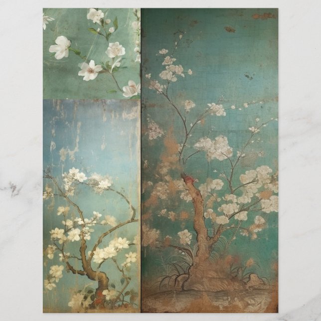 Chinoiserie Antikgrön & Äppelblom 1 (Framsida)