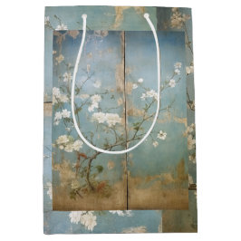 Chinoiserie Antiqued Blue Panels & Cherry Träd