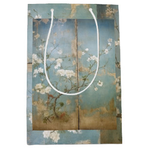 Chinoiserie Antiqued Blue Panels & Cherry Träd