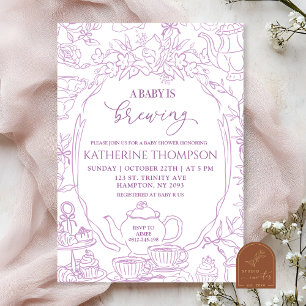 Chinoiserie Baby andas tea-Blommigten babyskor Inbjudningar