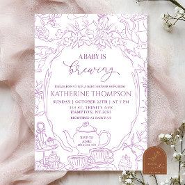 Chinoiserie Baby brygger te Floral Baby Shower Inbjudningar