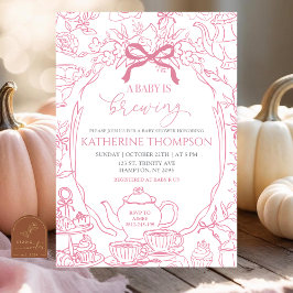 Chinoiserie Baby brygger teblommig baby shower Inbjudningar