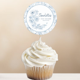 Chinoiserie Baby Shower Sticker - Blue Blommigt DI Runt Klistermärke