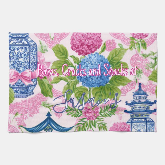 Chinoiserie Bams Cracks och Snacks Anpassad Mahjon Kökshandduk (Horisontell)