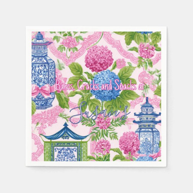 Chinoiserie Bams Cracks och Snacks Anpassad Mahjon Pappersservett (Framsidan)