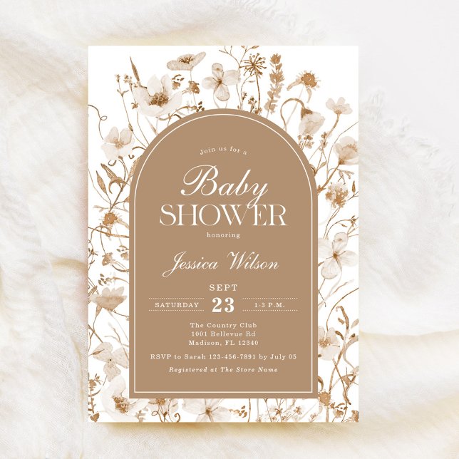 Chinoiserie Beige Blommigt Baby Shower Inbjudningar (Skapare uppladdad)