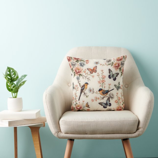 Chinoiserie Bird and Butterfly Harmony Kudde (Stol)