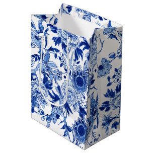 Chinoiserie Bird Blommigt Blue White Asian Influen