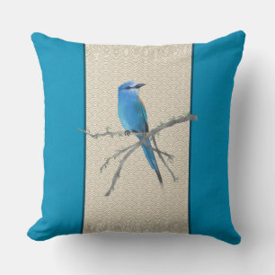 Chinoiserie Bird Clouds Mönster Blue Kudde