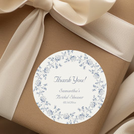 Chinoiserie Blå Bröllopsfest Runt Klistermärke