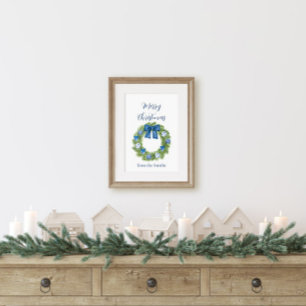 Chinoiserie Blå och Vit Julkrans Poster