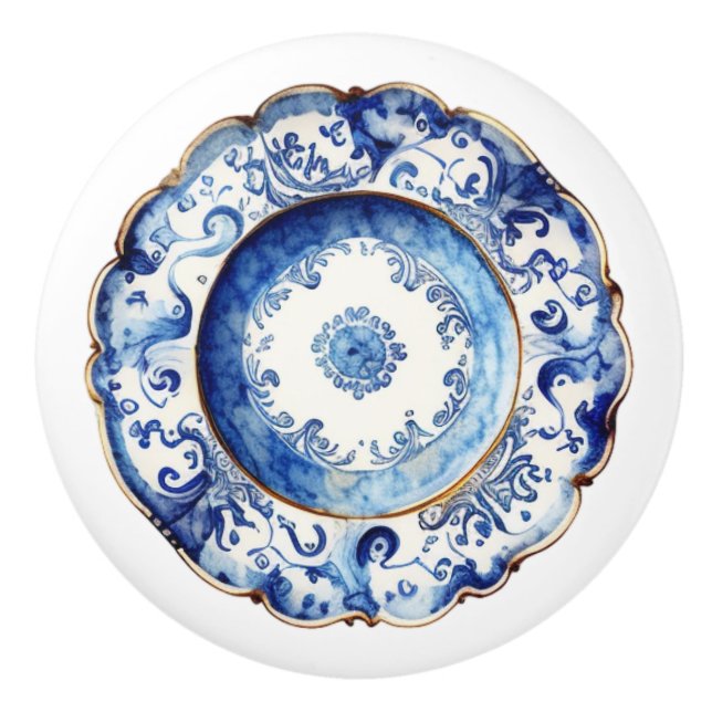 Chinoiserie Blå Tallrik Knopp (Framsidan)