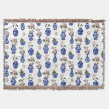 Chinoiserie blå vaser och blommor 