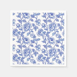 Chinoiserie Blått och Vitt Papper Pappersservett