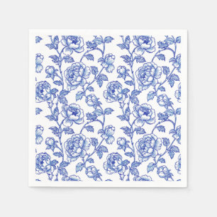 Chinoiserie Blått och Vitt Papper Pappersservett
