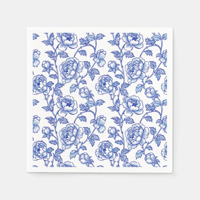 Chinoiserie Blått och Vitt Papper Pappersservett (Framsidan)