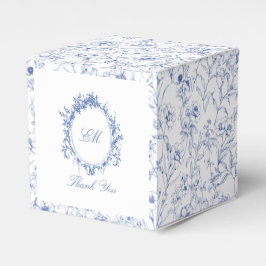 Chinoiserie Blått Toile Blommig Krönings- Bröllop Presentaskar