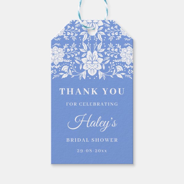 Chinoiserie Blommig Bröllopsdusch Presentetikett (Framsidan)