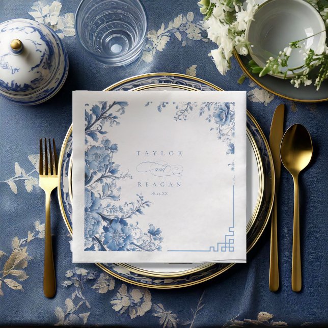 Chinoiserie Blommigt Gräns Bröllop ID1094 Pappersservett (Skapare uppladdad)
