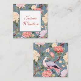 Chinoiserie Blommigt Jade Egret Gift-hölje Anteckningskort