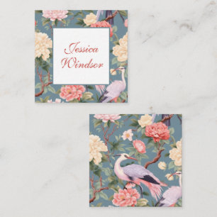 Chinoiserie Blommigt Jade Egret Gift-hölje Anteckningskort