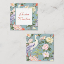 Chinoiserie Blommigt Jade Egret Gift-hölje Anteckningskort