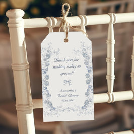 Chinoiserie-Blommigt något blått Möhippa Presentetikett