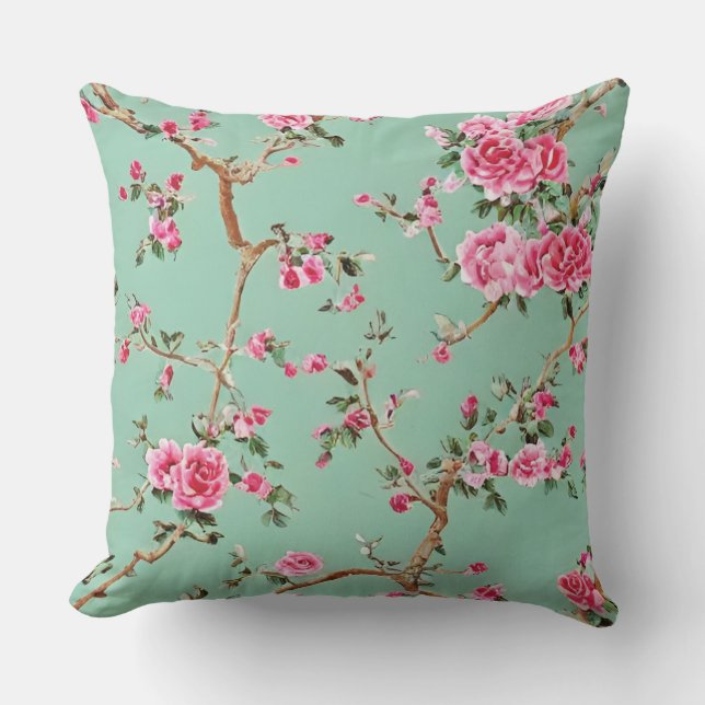Chinoiserie Blommigt Pillow Kudde (Framsida)