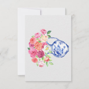 Chinoiserie Blommigt Vas Tack, sympati Anteckningskort