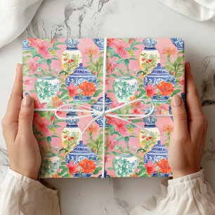 Chinoiserie Blommönster Wrapping Papper Presentpapper