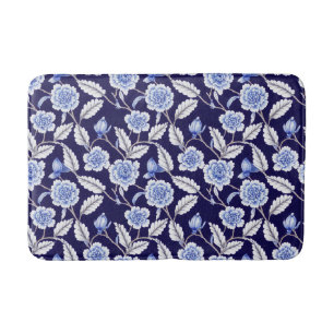 Chinoiserie Blue and White Blommigt Hampton Willow Badrumsmatta