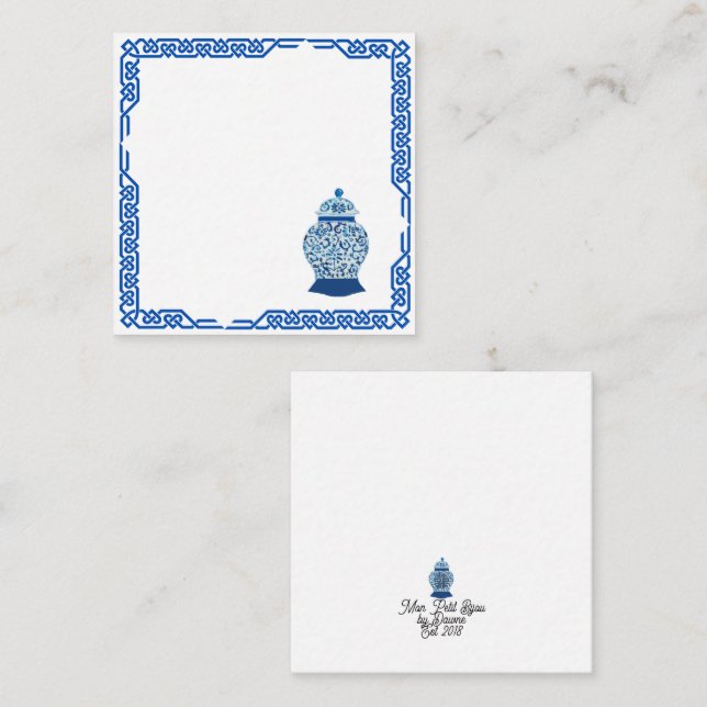 Chinoiserie Blue and White Ginger Burk Anteckningskort (Fram/baksida)