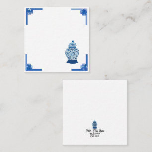 Chinoiserie Blue and White Ginger Burk Anteckningskort