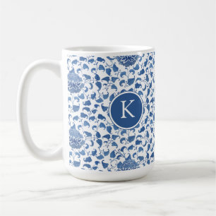Chinoiserie Blue and White Monogram Initial Kaffemugg